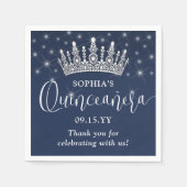 Elegant Sparkles Quinceañera Crown Navy Blue Servet (Voorkant)