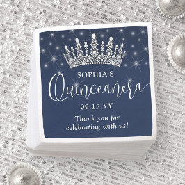 Elegant Sparkles Quinceañera Crown Navy Blue Servet