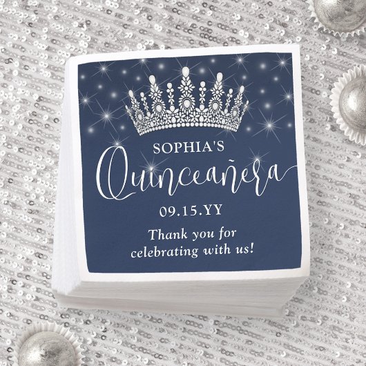 Elegant Sparkles Quinceañera Crown Navy Blue Servet