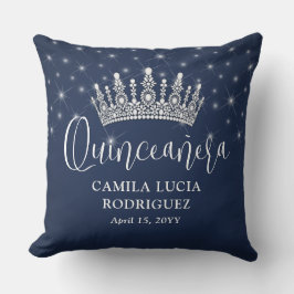 Elegant Sparkles Quinceañera Navy Blue Keepsake Kussen