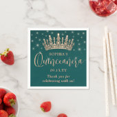 Elegant Sparkles Rose Gold Quinceañera Crown Green Servet (Insitu)