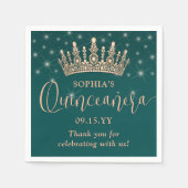 Elegant Sparkles Rose Gold Quinceañera Crown Green Servet (Voorkant)
