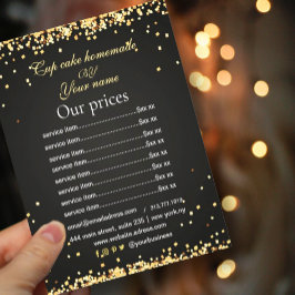 Elegant Sparkles zwart goud Prijs Lijst flyer