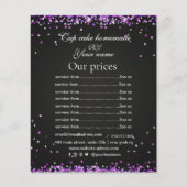 Elegant Sparkles zwart paarse Prijs Lijst flyer (Voorkant)