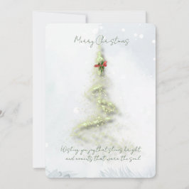 Elegant Sparkling Christmas Tree Flat Holiday Card Feestdagenkaart