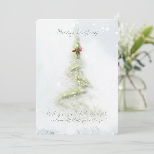 Elegant Sparkling Christmas Tree Flat Holiday Card Feestdagenkaart (Staand voorkant)