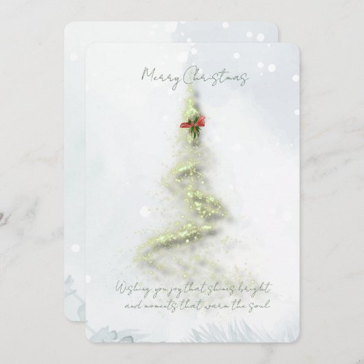Elegant Sparkling Christmas Tree Flat Holiday Card Feestdagenkaart (Voorkant / Achterkant)