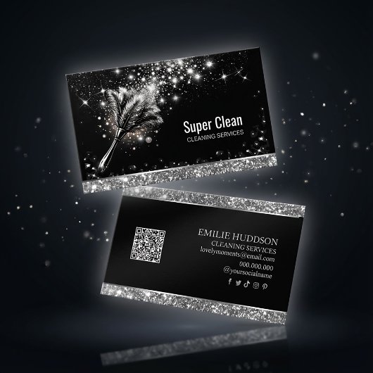 Elegant Sparkling Cleaning Service Business Card Visitekaartje