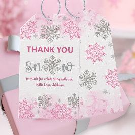 Elegant Sparkling Pink Sparkle Thank You Snow Much Cadeaulabel