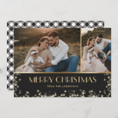 Elegant Sparkly Black Gold Pset voor kerstmis Feestdagenkaart (Voorkant / Achterkant)