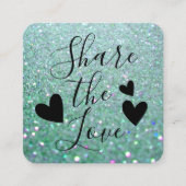 Elegant Sparkly Blauwgroen Green Glitter Aanbevelingskaartje (Voorkant)