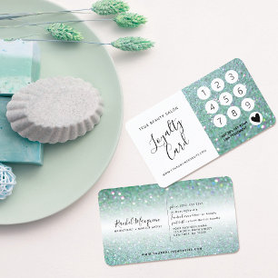 Elegant Sparkly Blauwgroen Green Glitter Klantenkaartje