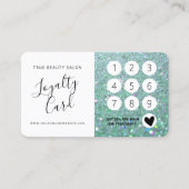 Elegant Sparkly Blauwgroen Green Glitter Klantenkaartje (Voorkant)