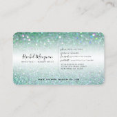 Elegant Sparkly Blauwgroen Green Glitter Klantenkaartje (Achterkant)