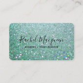 Elegant Sparkly Blauwgroen Green Glitter Visitekaartje (Voorkant)