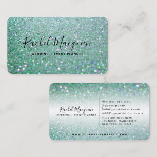 Elegant Sparkly Blauwgroen Green Glitter Visitekaartje