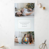 Elegant Sparkly Blue & Gold Alcohol Inkt Foto Drieluik Wenskaart (Binnen)