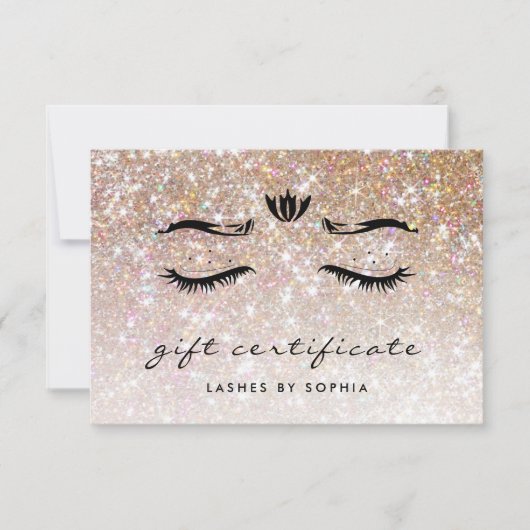Elegant Sparkly Champagne Lashes Gift Certificate (Voorkant)