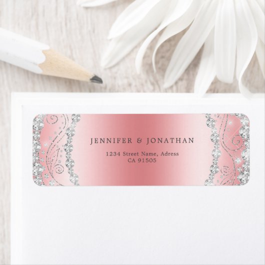 Elegant Sparkly Diamond Chic Pink Modern Etiket (Insitu)