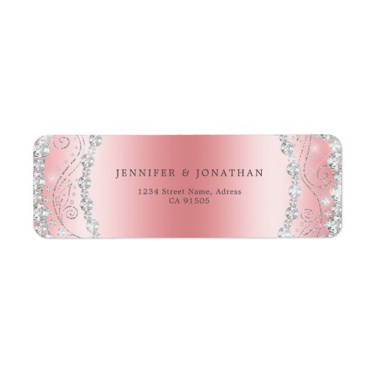 Elegant Sparkly Diamond Chic Pink Modern Etiket (Voorkant)