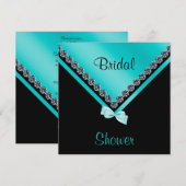 Elegant Sparkly Diamonds & Blauwgroen Bow Vrijgeze Kaart (Voorkant / Achterkant)