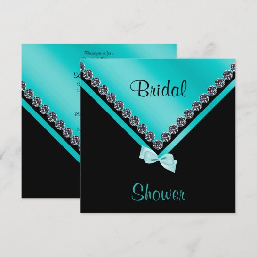 Elegant Sparkly Diamonds & Blauwgroen Bow Vrijgeze Kaart (Voorkant / Achterkant)