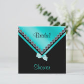 Elegant Sparkly Diamonds & Blauwgroen Bow Vrijgeze Kaart (Staand voorkant)