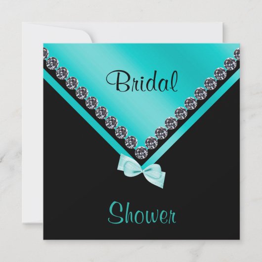 Elegant Sparkly Diamonds & Blauwgroen Bow Vrijgeze Kaart (Voorkant)