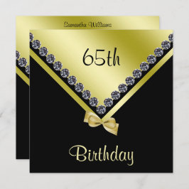 Elegant Sparkly Diamonds & Gold Bow 65th Birthday Kaart