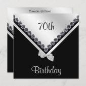 Elegant Sparkly Diamonds & Silver Bow 70th Kaart (Voorkant / Achterkant)