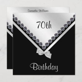 Elegant Sparkly Diamonds & Silver Bow 70th Kaart