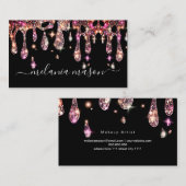 Elegant Sparkly Glitter Drift Makeup Artist Black Visitekaartje (Voorkant / Achterkant)
