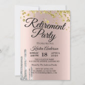 Elegant Sparkly Glitter Retirement Party Kaart (Voorkant)