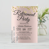 Elegant Sparkly Glitter Retirement Party Kaart (Staand voorkant)