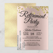 Elegant Sparkly Glitter Retirement Party Kaart (Voorkant / Achterkant)