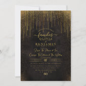 Elegant Sparkly Gold Glitter Folie Chic Wedding In Kaart (Voorkant)