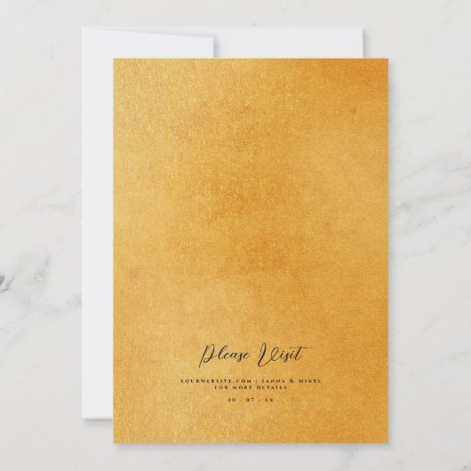 Elegant Sparkly Gold Glitter Folie Chic Wedding In Kaart (Achterkant)