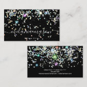 Elegant Sparkly Holographic Glitter Beauty Black B Visitekaartje (Voorkant / Achterkant)