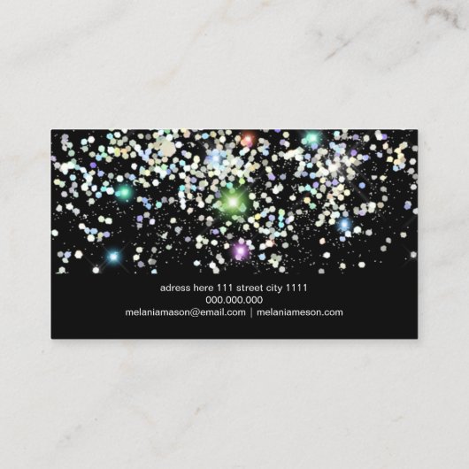 Elegant Sparkly Holographic Glitter Beauty Black B Visitekaartje (Achterkant)