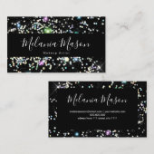 Elegant Sparkly Holographic Glitter Beauty Black Visitekaartje (Voorkant / Achterkant)
