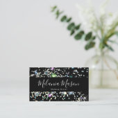 Elegant Sparkly Holographic Glitter Beauty Black Visitekaartje (Staand voorkant)