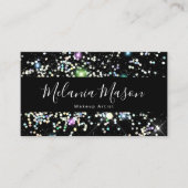 Elegant Sparkly Holographic Glitter Beauty Black Visitekaartje (Voorkant)