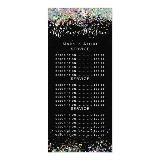 Elegant Sparkly Holographic Glitter Beauty Salon Reclamekaart (Voorkant)