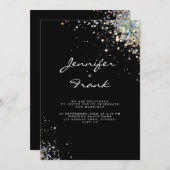 Elegant Sparkly Holographic Glitter Black Modern I Kaart (Voorkant / Achterkant)