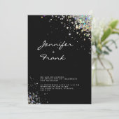Elegant Sparkly Holographic Glitter Black Modern Kaart (Staand voorkant)