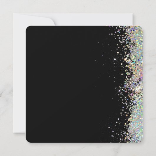 Elegant Sparkly Holographic Glitter Black Modern Save The Date (Achterkant)