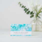 ELEGANT SPARKLY LIGHT grillige aqua blue bokeh Visitekaartje (Staand voorkant)