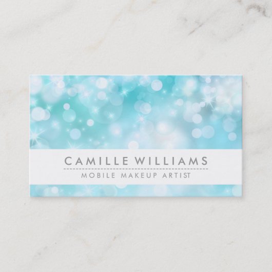 ELEGANT SPARKLY LIGHT grillige aqua blue bokeh Visitekaartje (Voorkant)