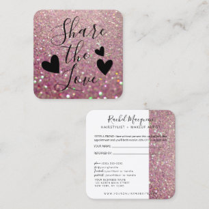Elegant Sparkly Roos Pink Glitter Aanbevelingskaartje