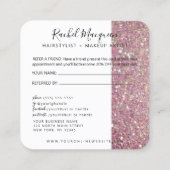 Elegant Sparkly Roos Pink Glitter Aanbevelingskaartje (Achterkant)